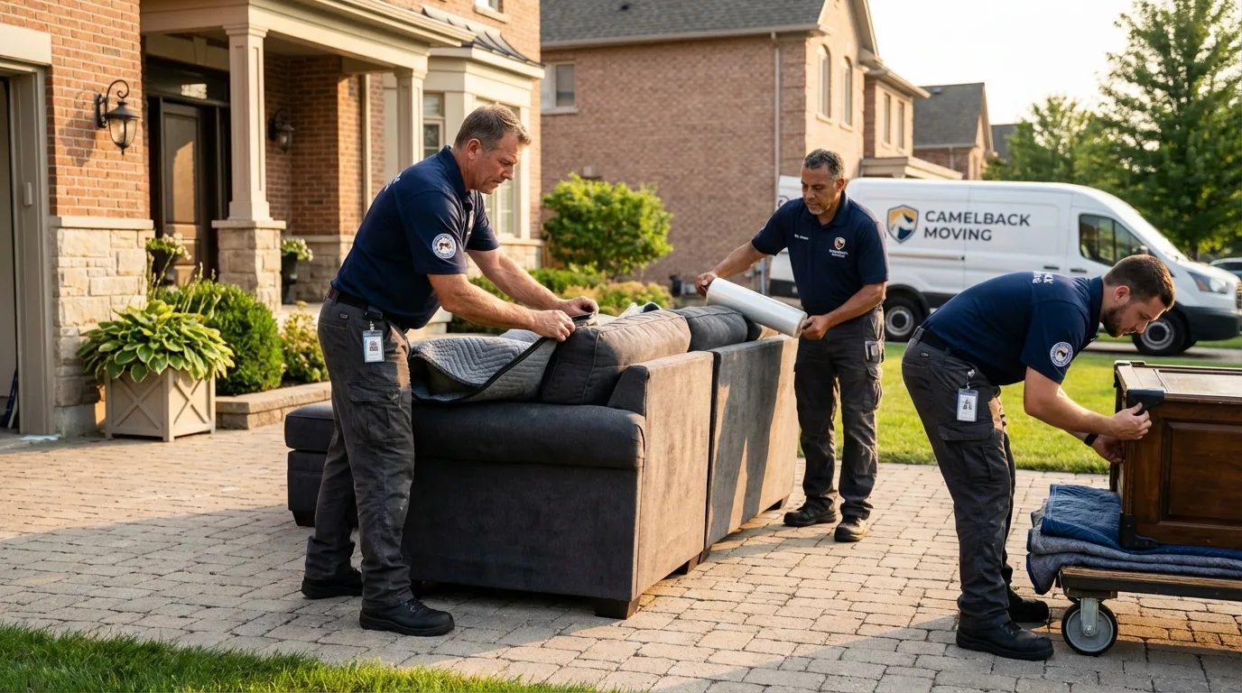 Large estate moving crew wrapping furniture in Bargersville, IN