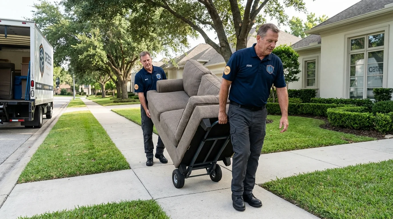 Local residential moving crew loading furniture in Bargersville, IN