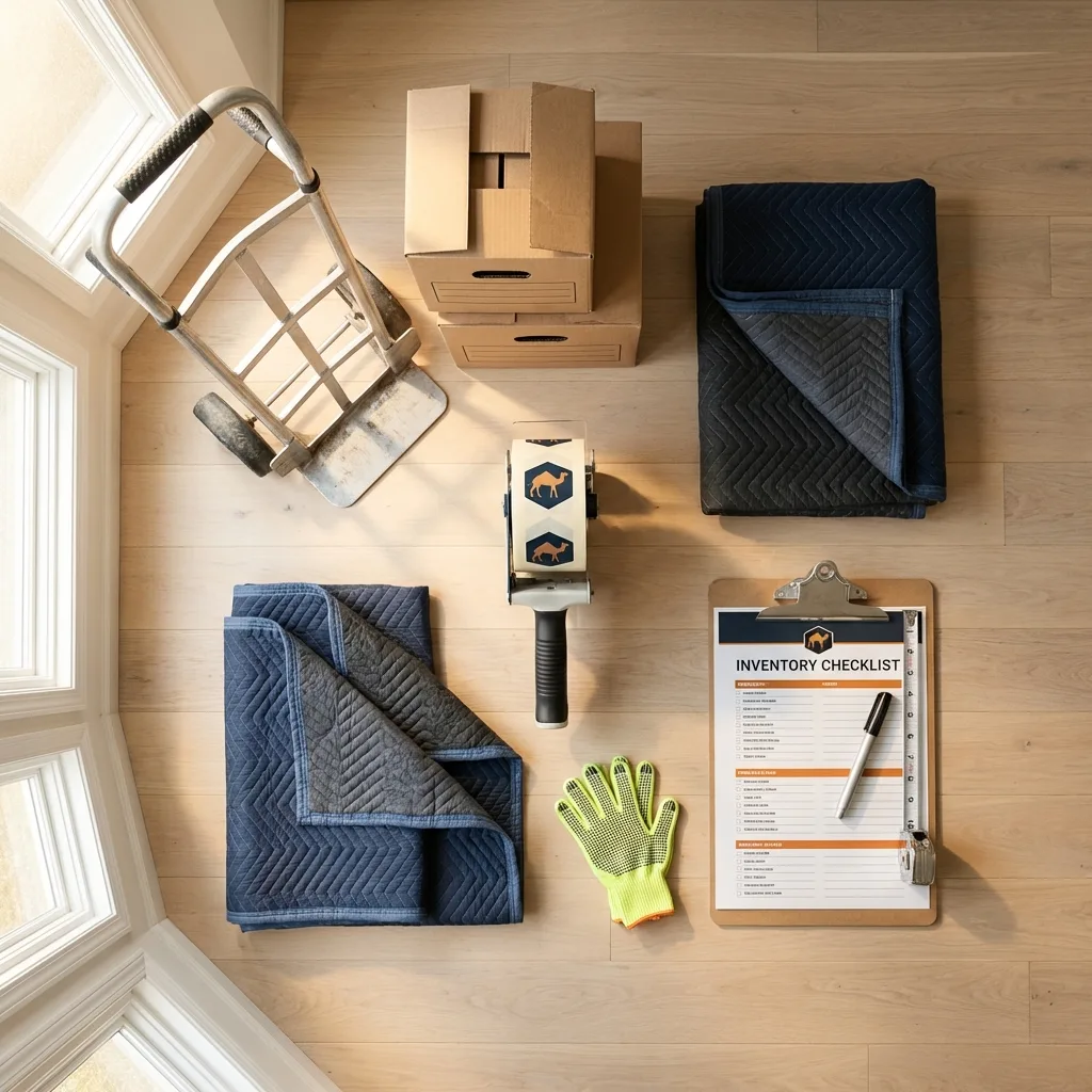 Professional moving supplies and packing materials layout for Bargersville residential relocations